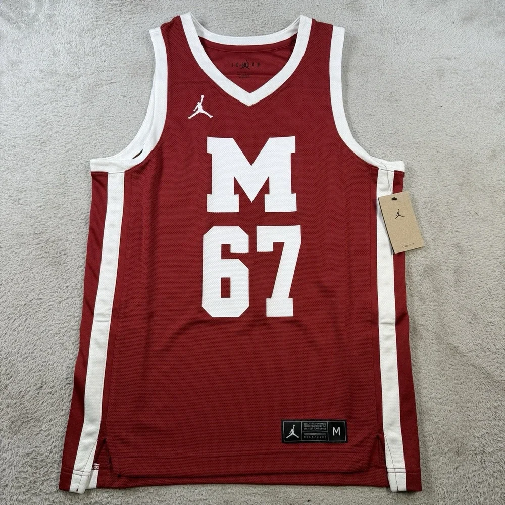 Morehouse Maroon Tigers Jersey Mens Medium Air Jordan Red Basketball Mesh #67